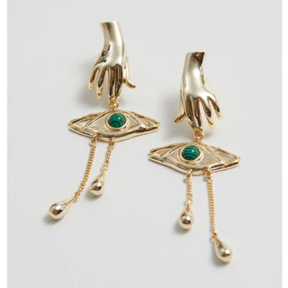 & Other Stories Golden Eye Earrings - Picture 1 of 4